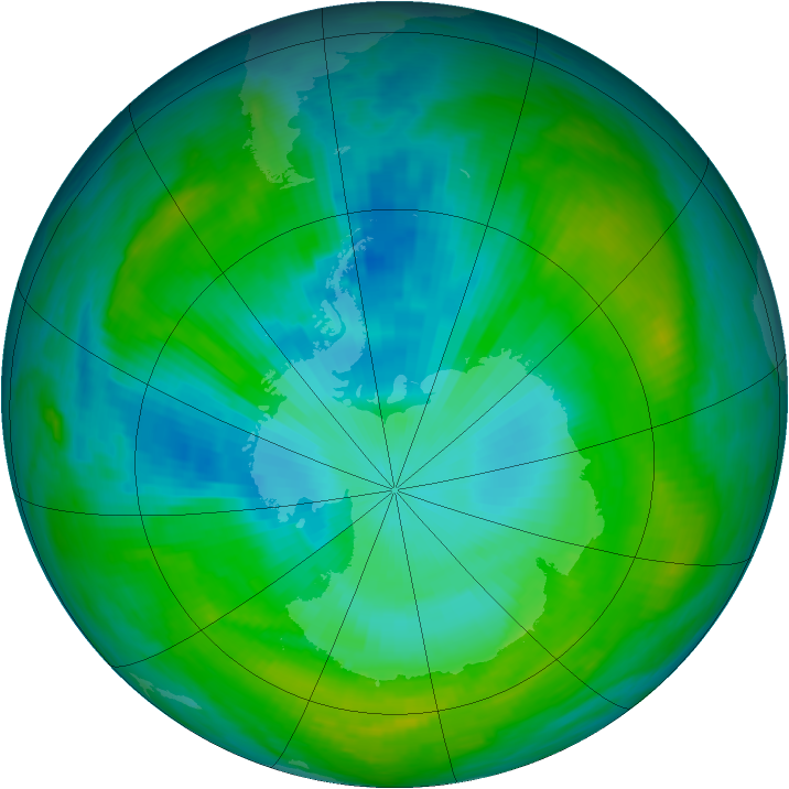 Antarctic ozone map for 29 January 1982